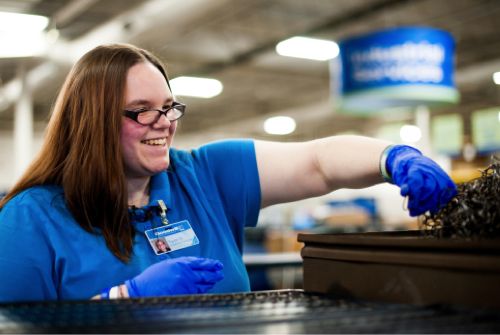 happy woman working